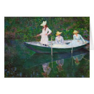 In the Norwegian Boat at Giverny Claude Monet Stationery Note Card
