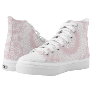 "In the Pink" Girly Lace Kicks Zipz High Top Printed Shoes