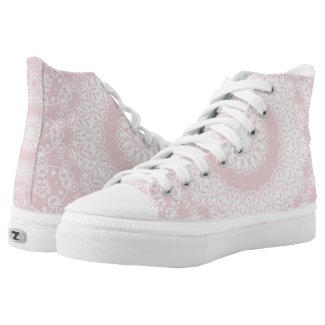 "In the Pink" Girly Lace Kicks Zipz High Top Printed Shoes