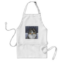 "In The Snow Again" Blue Merle Sheltie Apron