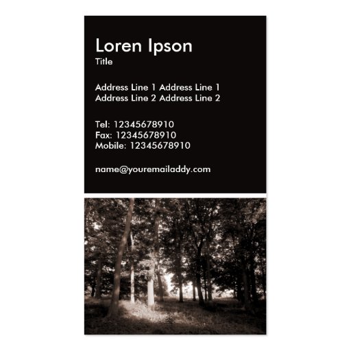 In The Woods II Business Card (back side)