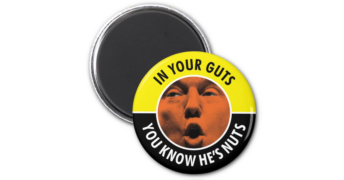 In Your Guts You Know He S Nuts Trump Round Magnet Zazzle