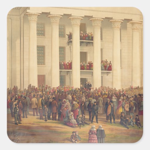 Inauguration of Jefferson Davis American Civil War Square Stickers