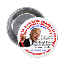 INAUGURATION, WORLD WILL TEST OBAMA PINBACK BUTTON