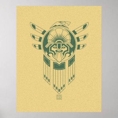 An Inca or Aztec tattoo style design featuring an eagle and an inca mask and 
