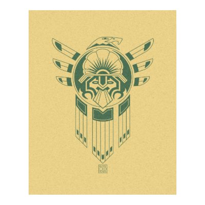 An Inca or Aztec tattoo style design featuring an eagle and an inca mask and 