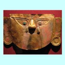 Inca gold mask, Lima, Peru postcards