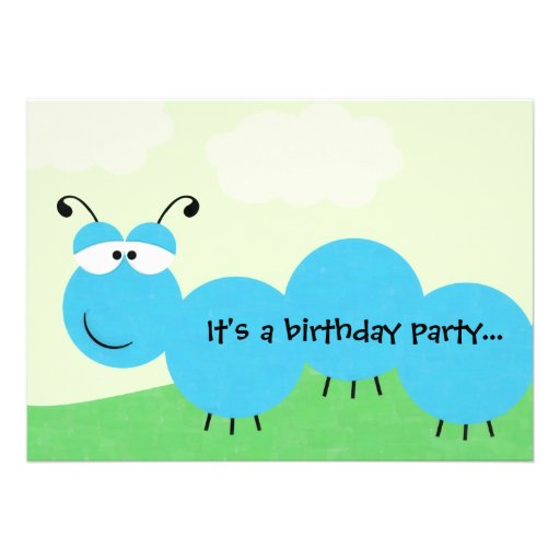 Inch Worm It's a Party Birthday Party Invitation