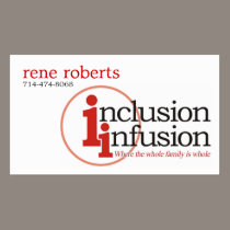 inclusion-infusion-logo, rene roberts, 714-474-... business cards by Chippopotamus inclusion-infusion-logo, rene roberts, 714-474-... business cards