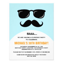 Incognito blue and orange surprise party invite