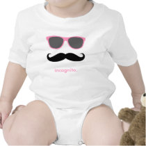 incognito - funny mustache and pink shades baby bodysuit