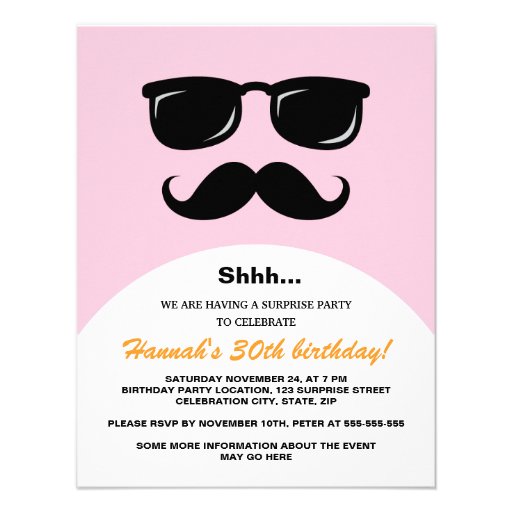 Incognito pink and orange surprise party invite