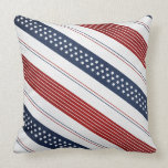 Independence Day Diagonal Stars and Stripes Throw Pillows