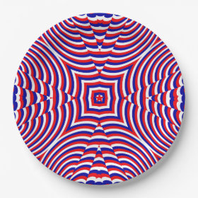 Independence Day geometric pattern 9 Inch Paper Plate
