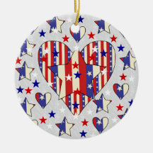 Independence Day Hearts Christmas Tree Ornaments