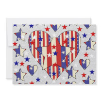Independence Day Hearts Custom Invitations