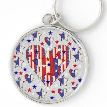 Independence Day Hearts Keychain