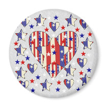 Independence Day Hearts Refrigerator Magnet