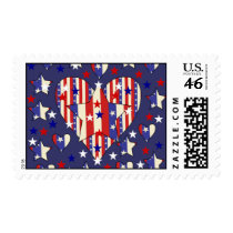 Independence Day Hearts Postage Stamps
