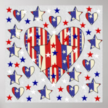 Independence Day Hearts Print