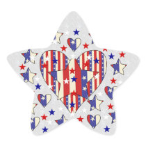 Independence Day Hearts Star Stickers