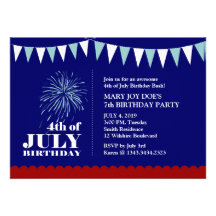 Independence Day Kid's Birthday Party Invitation