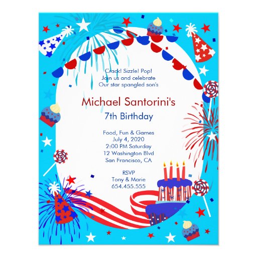 Independence Day Kid's Birthday Party Invitation