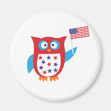 Independence Day Owl Fridge Magnets