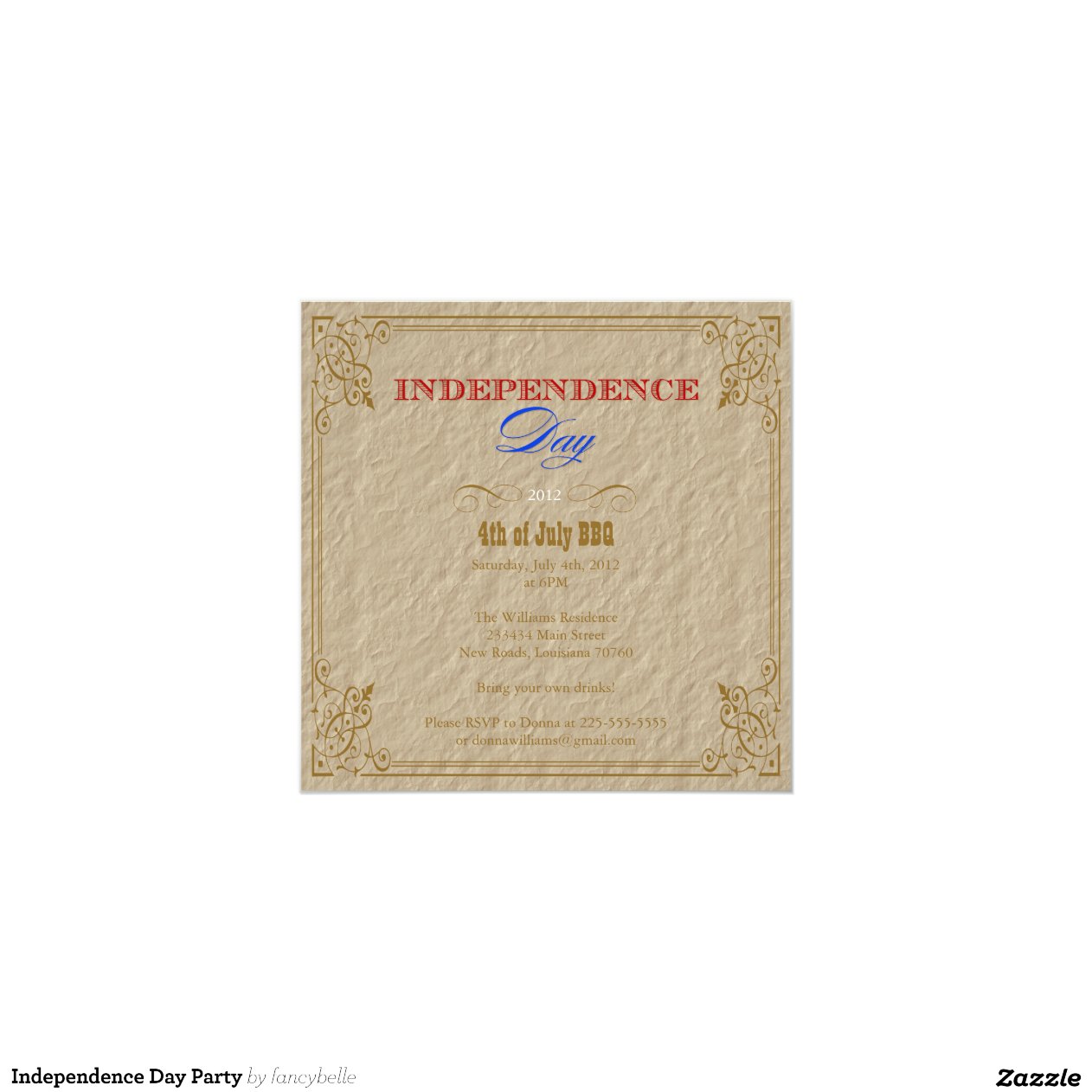 Independence Day Party 5.25x5.25 Square Paper Invitation Card | Zazzle