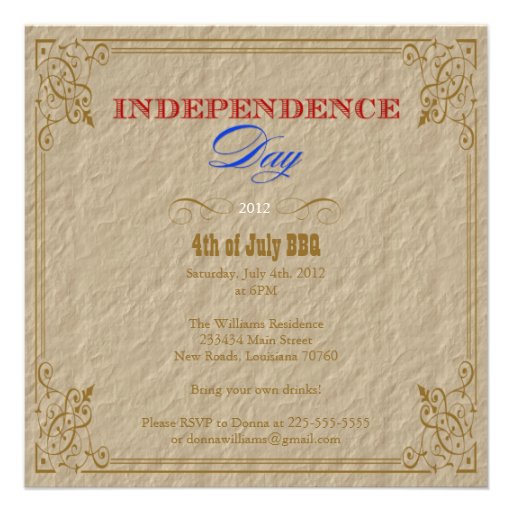 Independence Day Party Personalized Invites