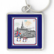 Independence Day Penguins Keychain