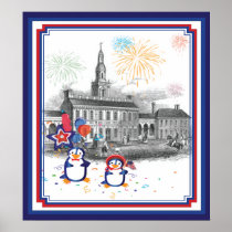 Independence Day Penguins Print