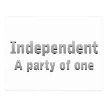 Independent, a party of one postcards