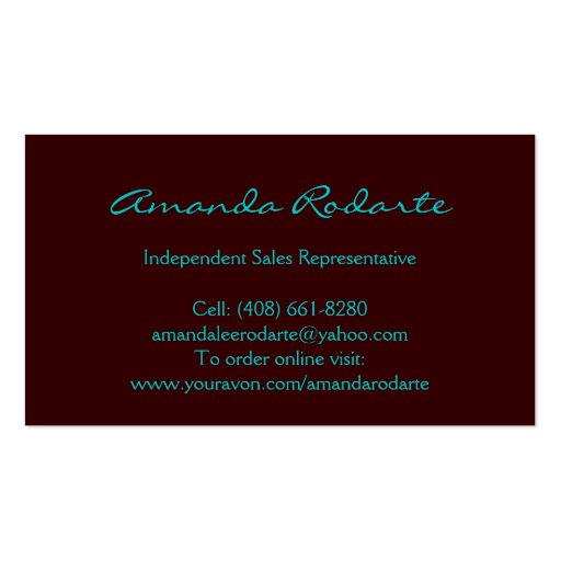 Independent Sales Representative , Amanda Rodarte Business Cards (back side)