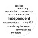 Independent voter philosophy and values round sticker