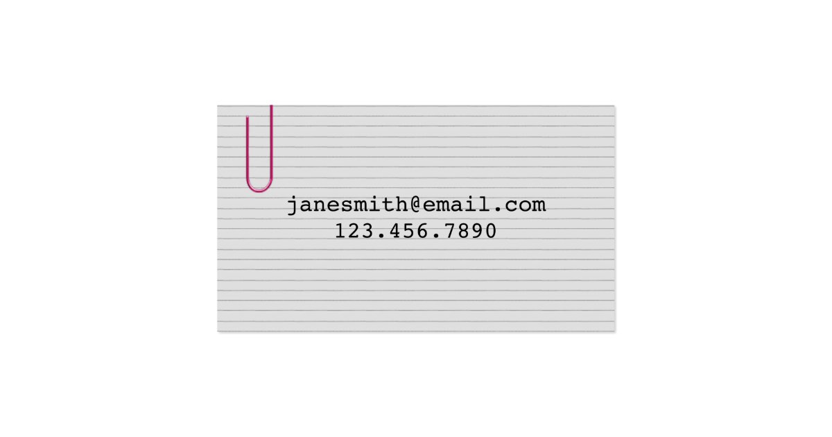 Index Business Card Zazzle