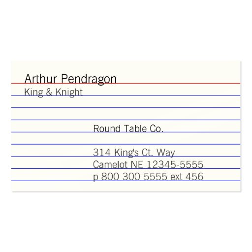 Index Card Business Card Templates (front side)
