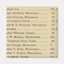 Index Green Wood Cemetery Refrigerator Magnets