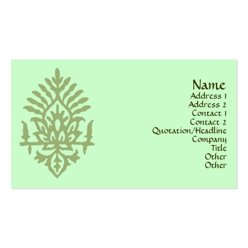 India Block Print Business Card (front side)