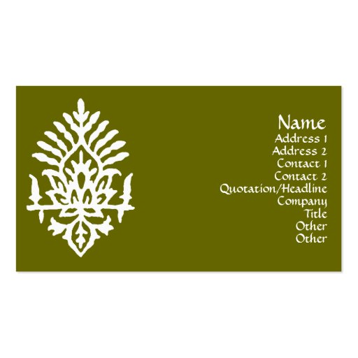 India Block Print Business Card Template (front side)