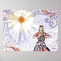 India Dancer with Sun (colored pencil) Posters