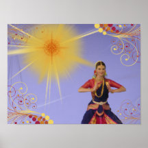 India Dancer with Sun (paint) Poster