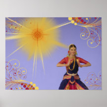 India Dancer with Sun (paint) Poster