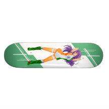 India Manga girl dressed in Flag - Indian Skateboards