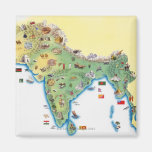 India, map with illustrations showing magnets