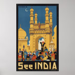 India Vintage Travel Poster Ad Retro Prints