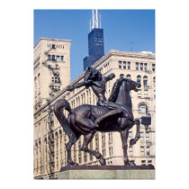 Indian Bronze Statue in Chicago posters