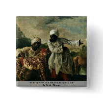 Indian Cheetah With Two Servants And A Deer Buttons