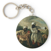 Indian Cheetah With Two Servants And A Deer Keychains
