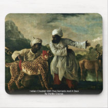 Indian Cheetah With Two Servants And A Deer Mouse Pad
